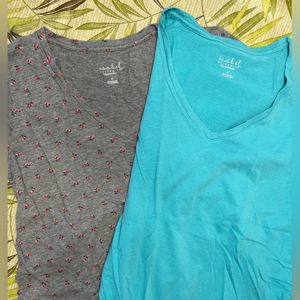 Two v neck maternity t-shirts by Isabel maternity